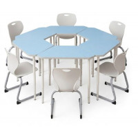 Set mobilier școlar modular — 6 bănci trapezoidale + 6 scaune