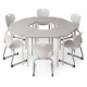 Set mobilier școlar modular — 6 bănci trapezoidale + 6 scaune