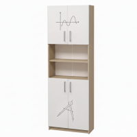 Dulap semi-închis cu patru uși și două rafturi deschise