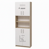 Dulap semi-închis cu patru uși și două rafturi deschise