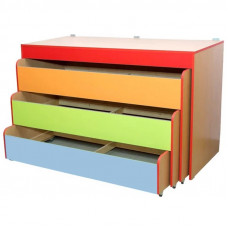 Pat pentru copii cu 3 nivele si raft  