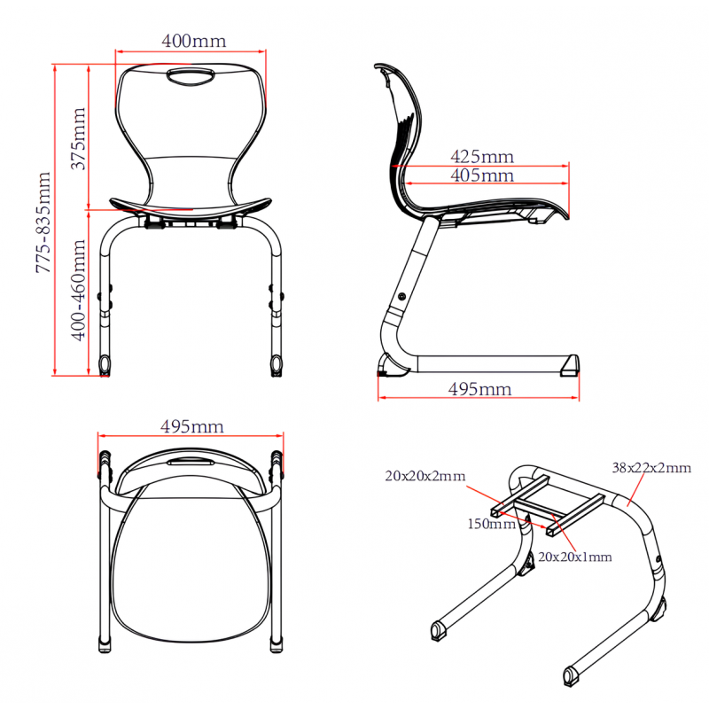 Set mobilier scolar individual, cu inaltime reglabila